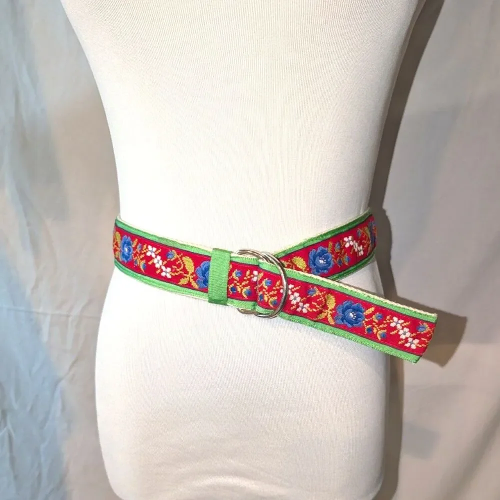 Floral Jacquard Ribbon Belt